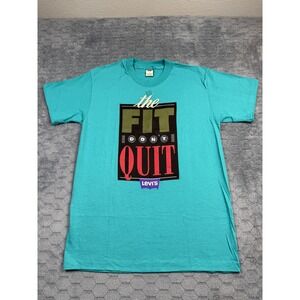 Vintage Levis Shirt Mens Medium Blue The Fit Don't Quit Graphic Tee Made USA 90s